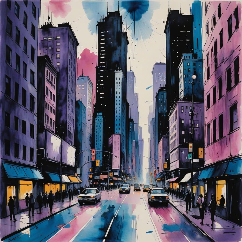 Ethereal Cityscape in Soft, Analogous Hues