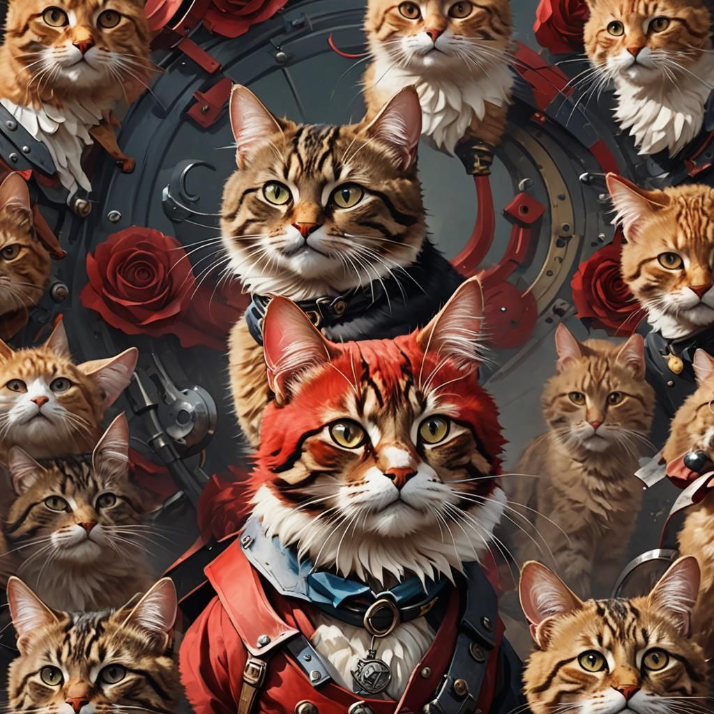 The Red Baron Cat in Triadic Hues