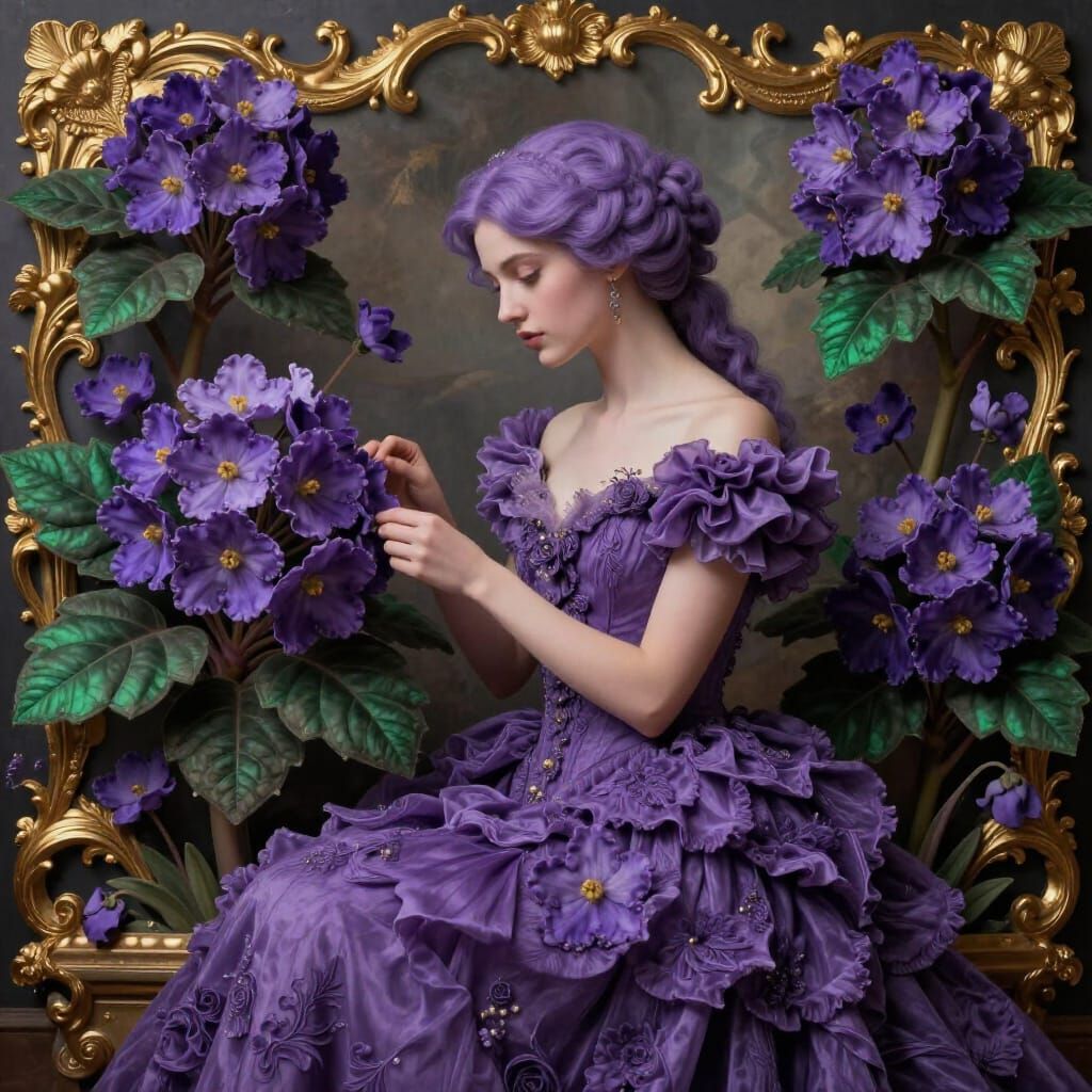 Surreal Violet Woman Formed From African Violets in Baroque ...
