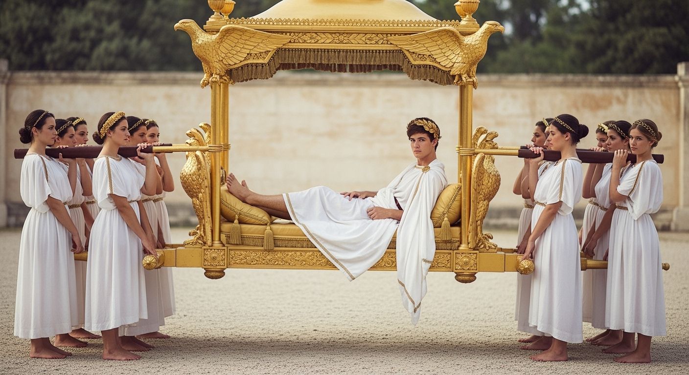 Opulent Roman Emperor on Golden Litter