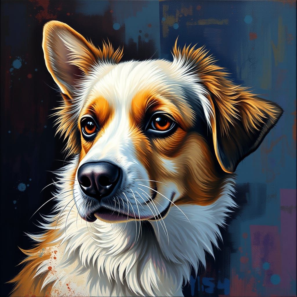 Surreal Dog Portrait in Hyperrealistic Acrylic Style