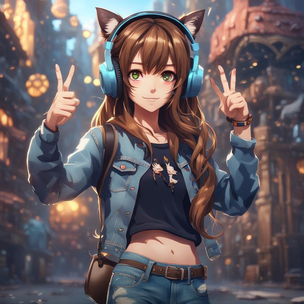 Anime Girl Expresses Peacefulness in Fantasy Settings