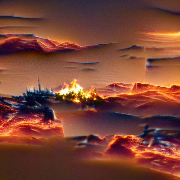 Surreal Sunset Skyline in Vibrant Digital Art
