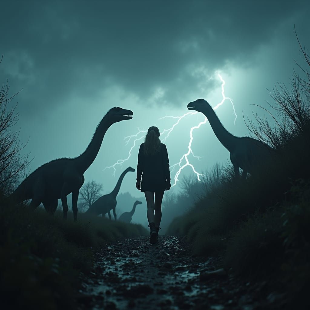 Anna Kendrick Amidst Mesozoic Landscape with Sauropods and D...