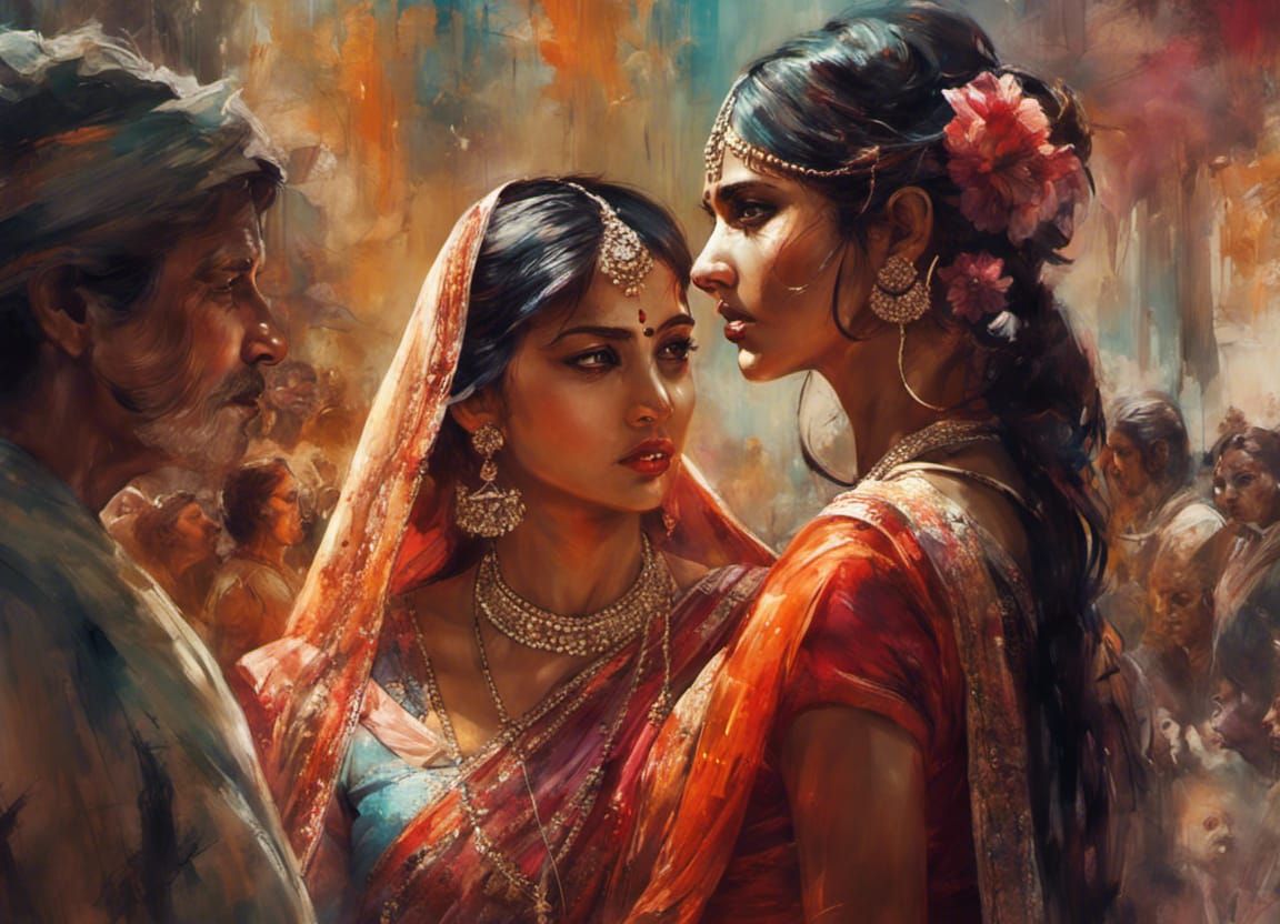 Surreal Bollywood Dance Scene in Traditional Indian Dress