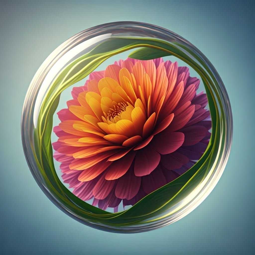 Delicate Flower Encased in Iridescent Crystal