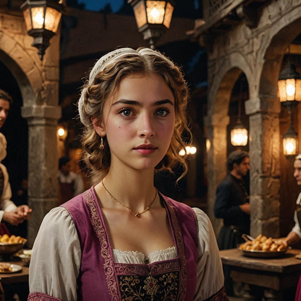 Cute Girl in Turkish Dress at Autumn Inn