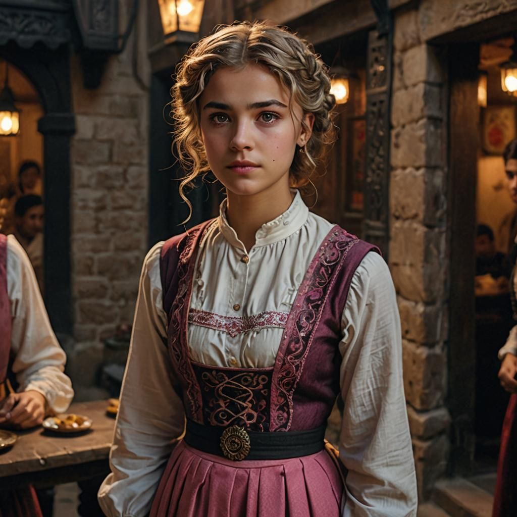 Cute Girl in Turkish Dress at 17th Century Inn