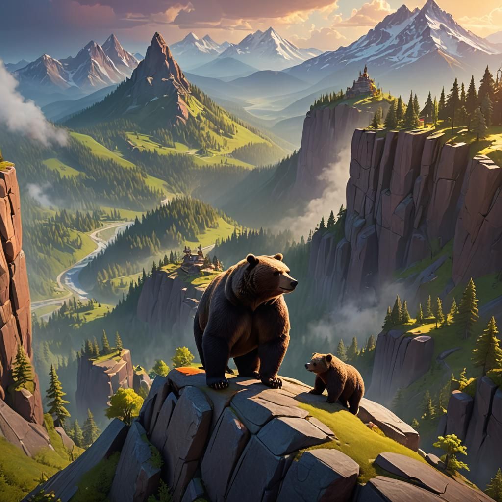 Surreal Bears Discover Hidden World in Vibrant Digital Lands...