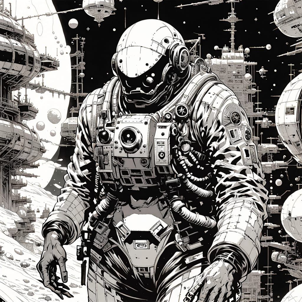 Futuristic Pirate in Spacesuit, Anime Manga Style