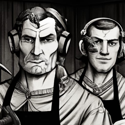 Rustic Laborers Forge Scissors in 18th Century Woodshed