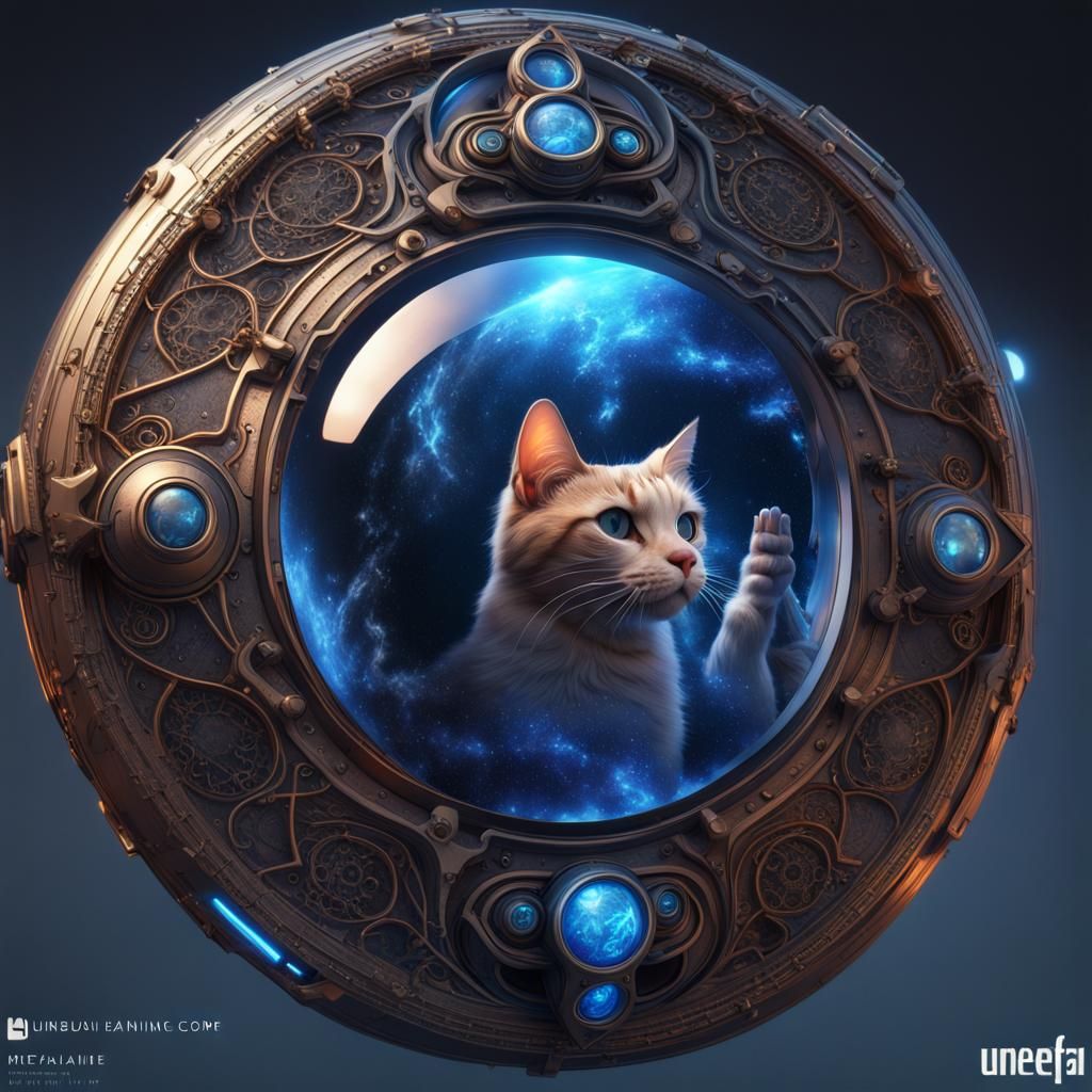Futuristic Cat in a Celestial Realm