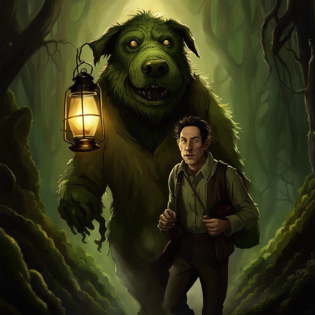 Dark Fantasy Guardian with Loyal SwampDog