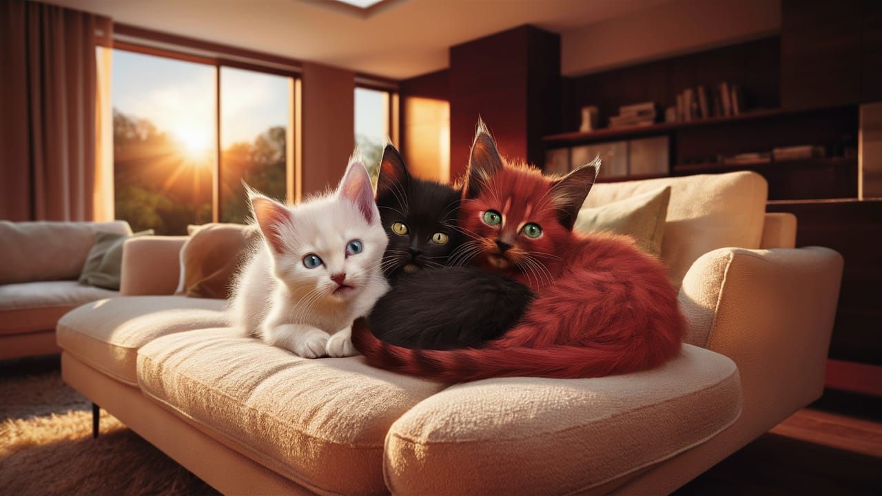 Cinematic Kittens in Warm Living Room