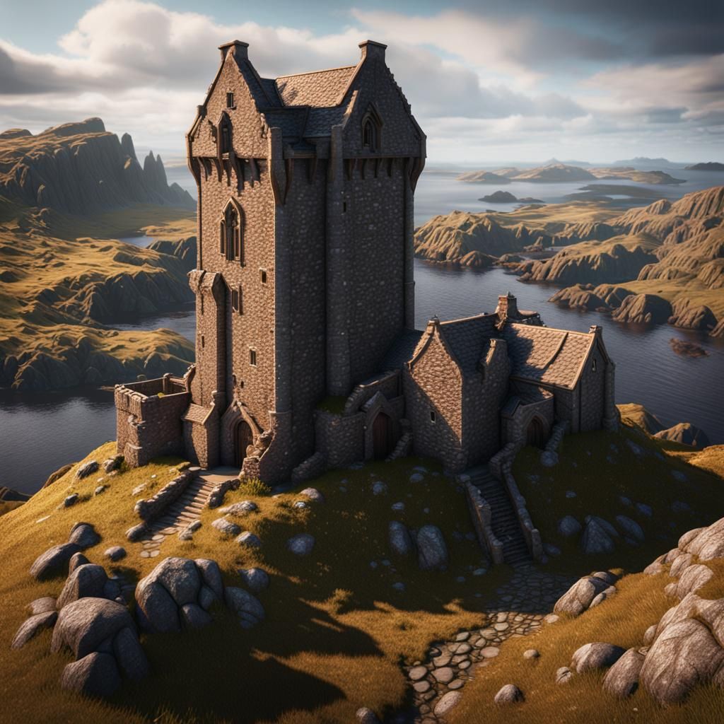 Epic Smailholm Tower, Scotland in 3D Game Cinematic Style
