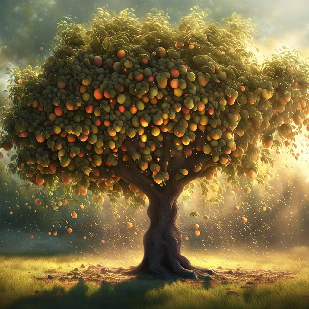 Epic Tree in Hyper-Realistic Sunset Glow