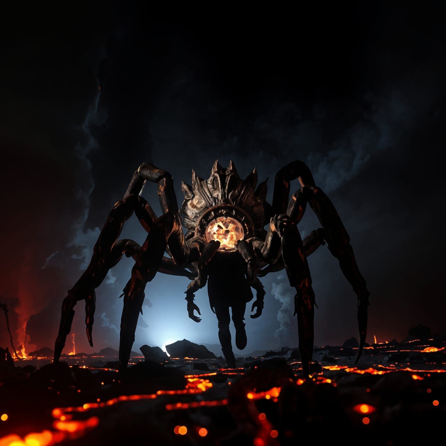 Surreal Post Apocalyptic Tarantula in Dark, Cinematic Pose