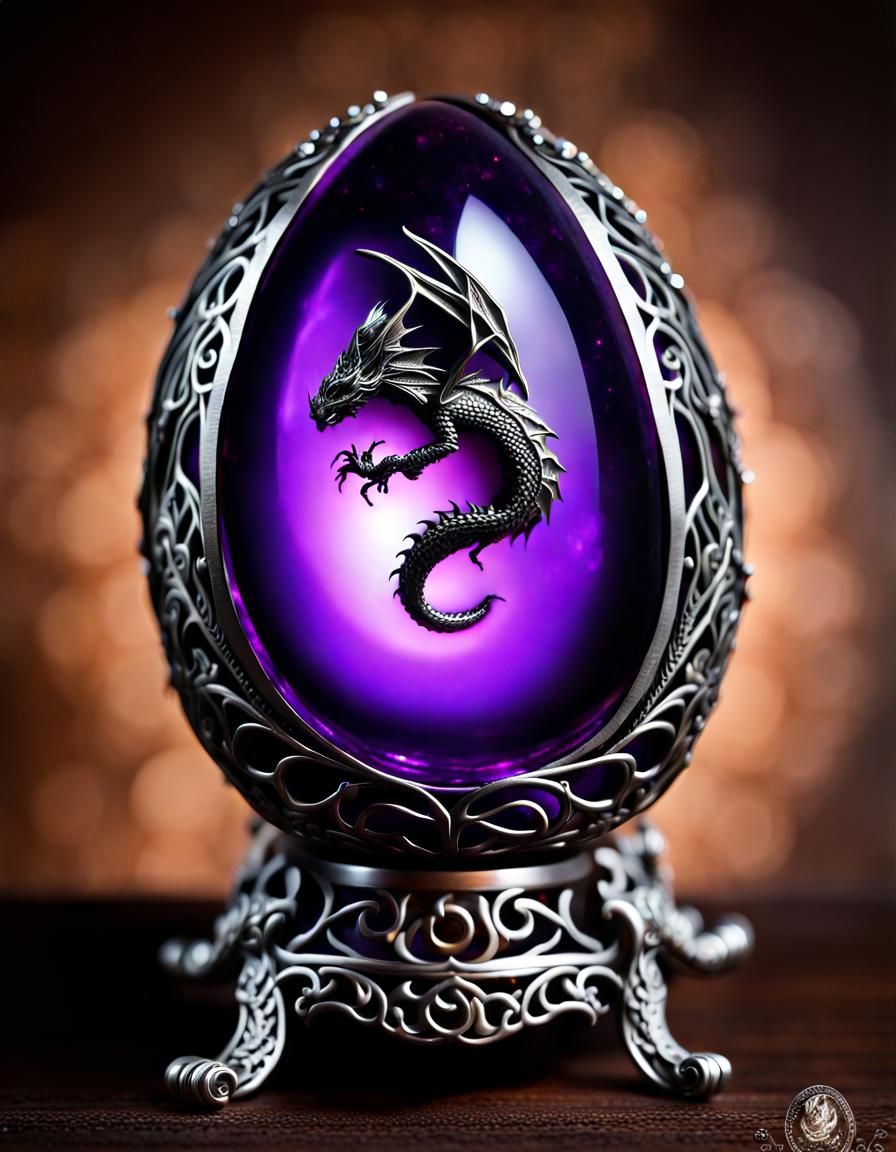 Dragon Egg of Luxurious Gemstone and Silver