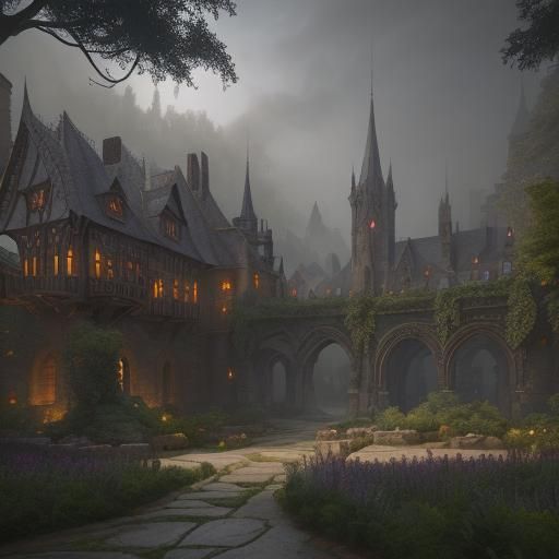 Dreamy Medieval Oases in Mysterious Twilight
