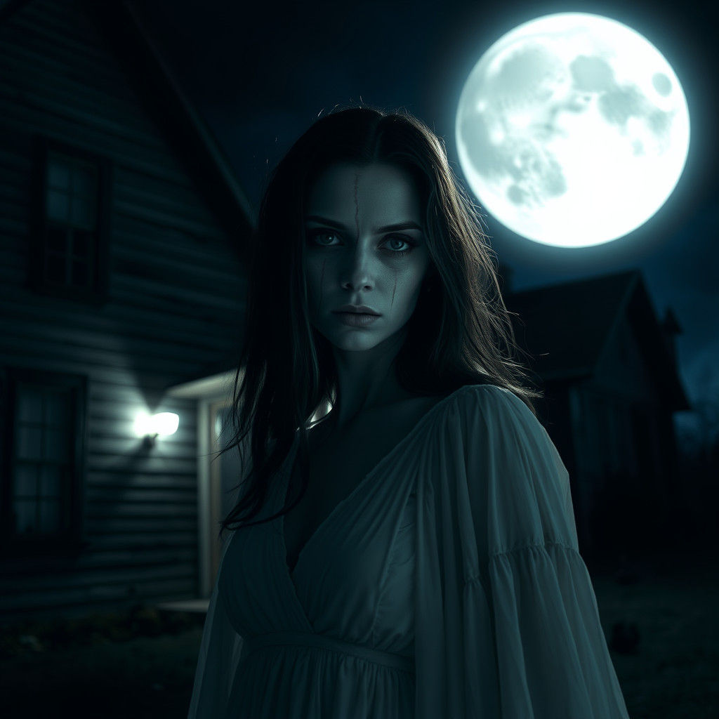 Woman in Moonlit Night, a Haunting Figure