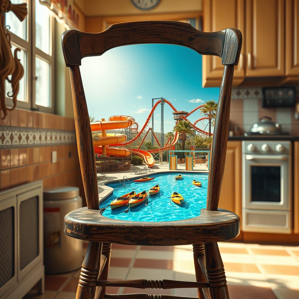 Surreal Amusement Park Chair in Israeli Kitchen