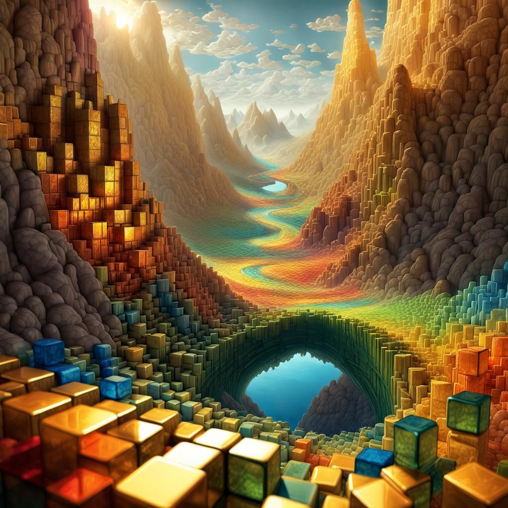 Epic Glass Valley Landscape in Vibrant, Intricate Colors