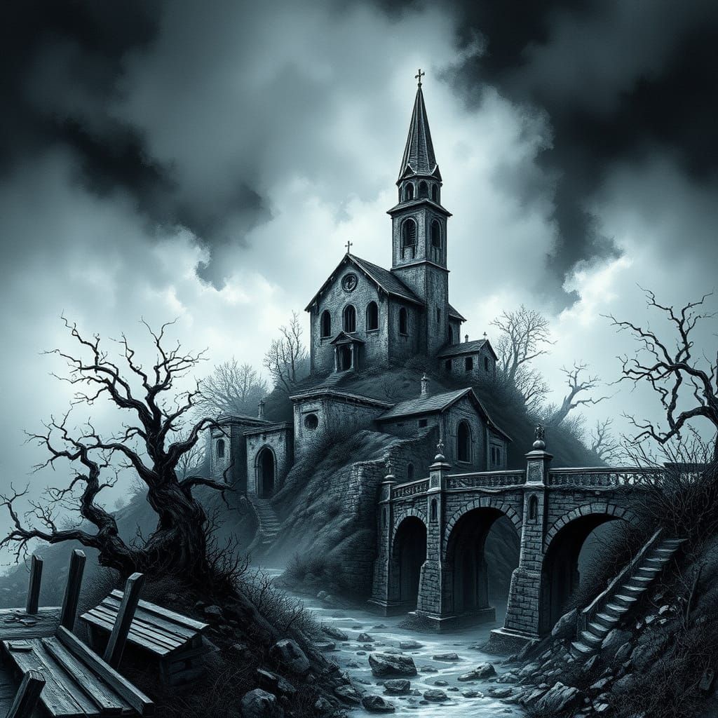 Epic spooky_haunted, mystical old church