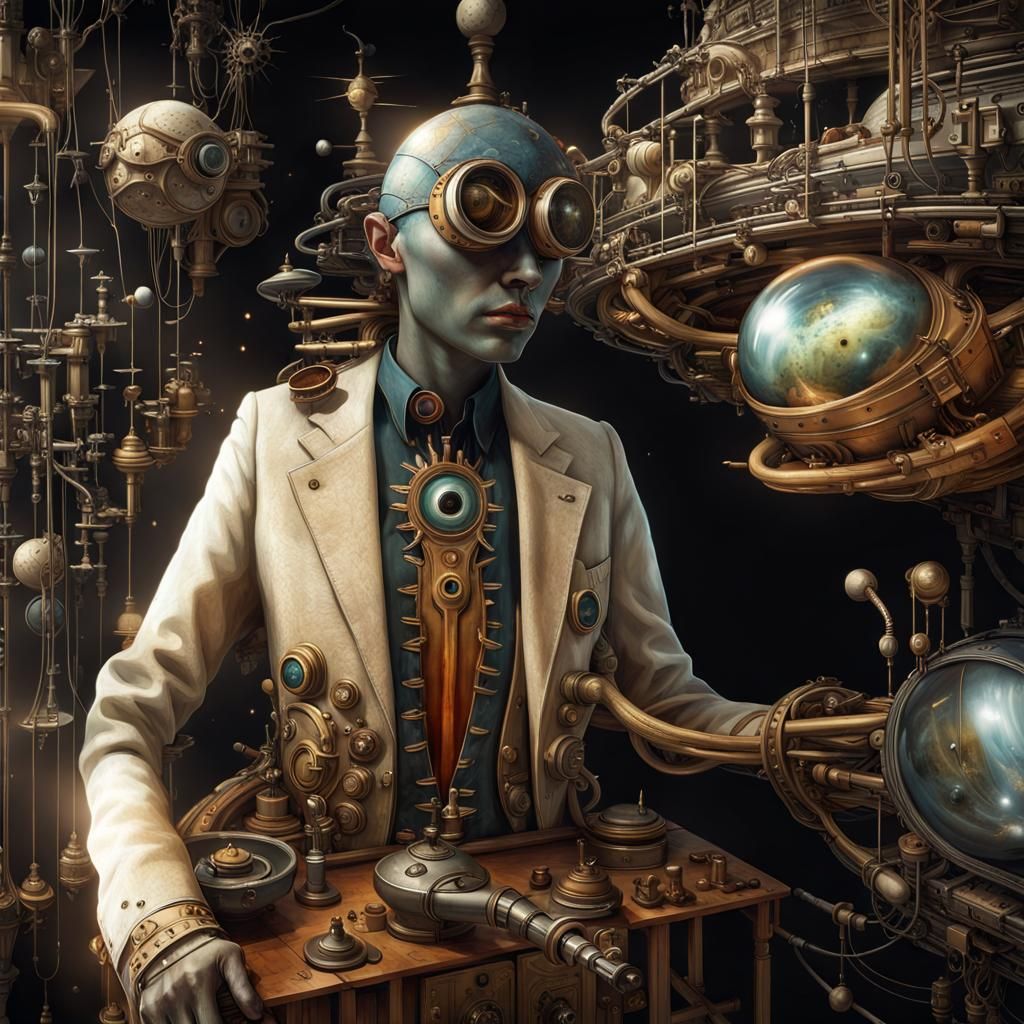 Magical Spaceships Orbiting in Surreal Dreamscape