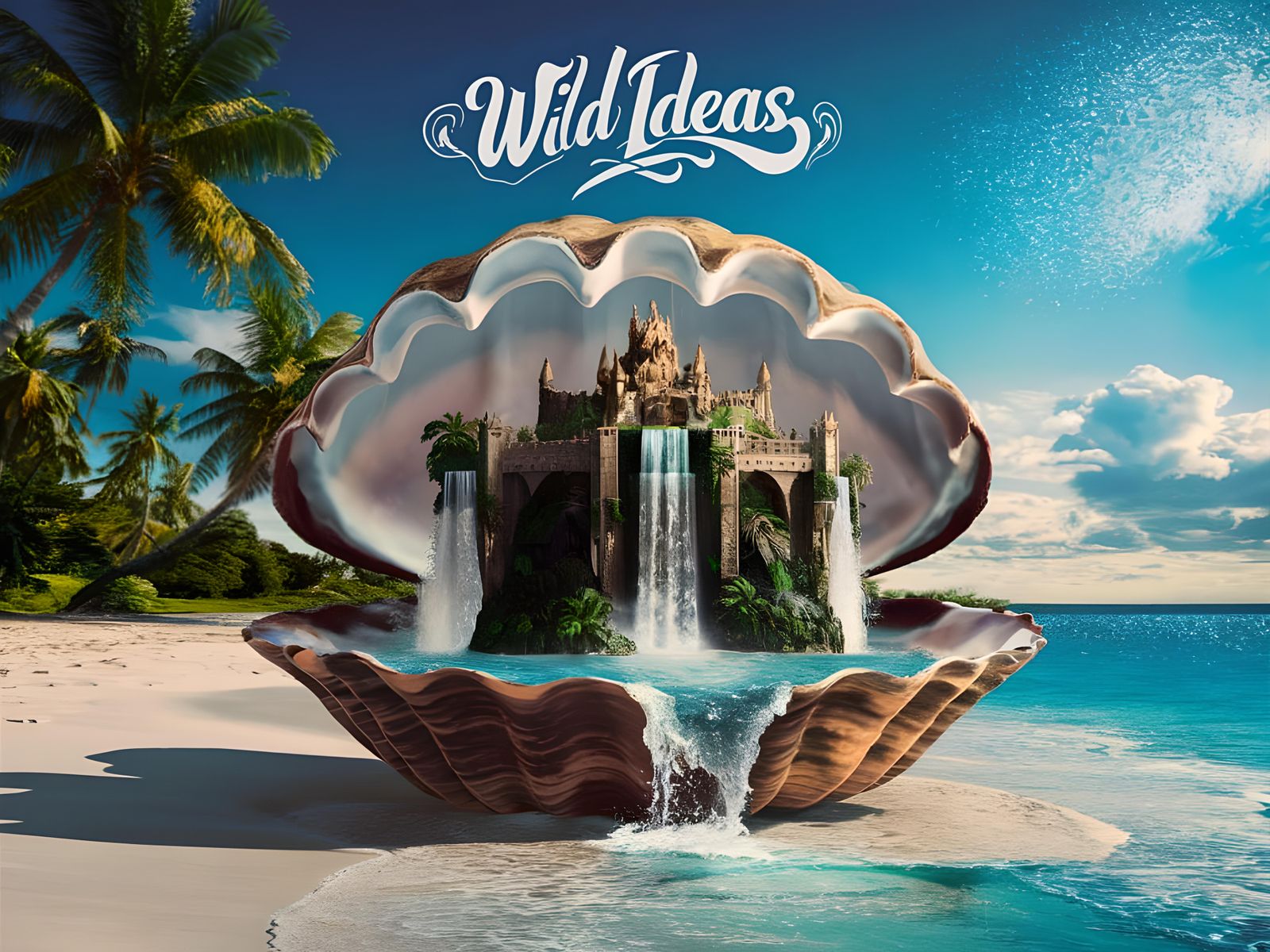 Epic Waterfall Castle in Vibrant Tropical Paradise