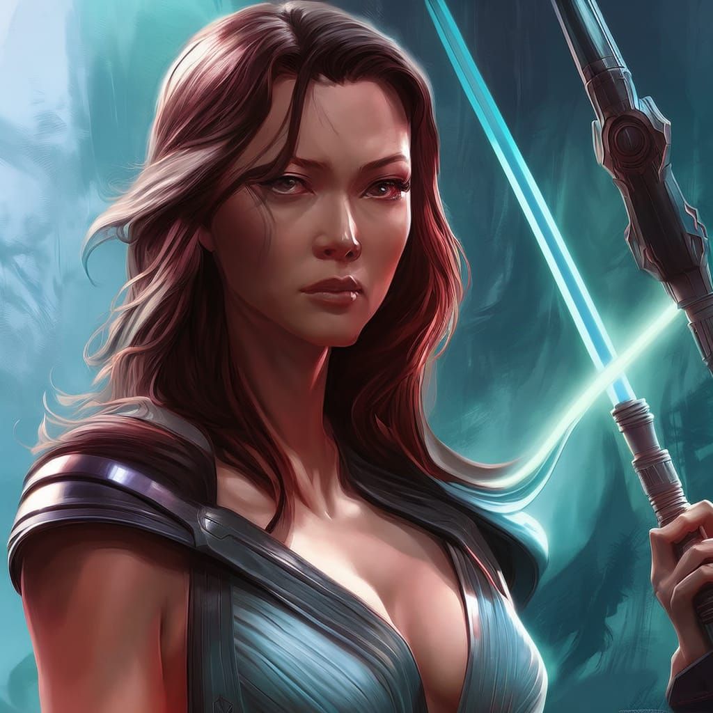 Summer Glau with a lightsaber