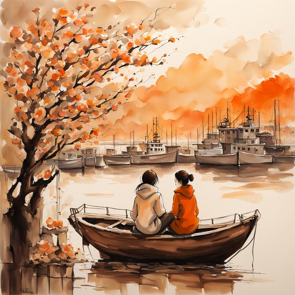 Cozy Afternoon with a Pensive Lady in a Blooming Garden