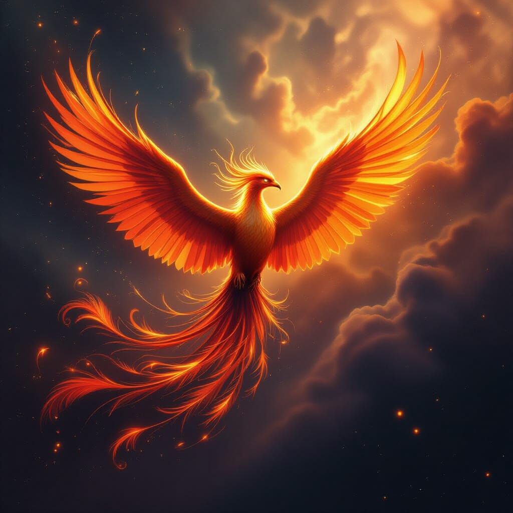 Majestic Phoenix Soars Through Cosmic Nebula