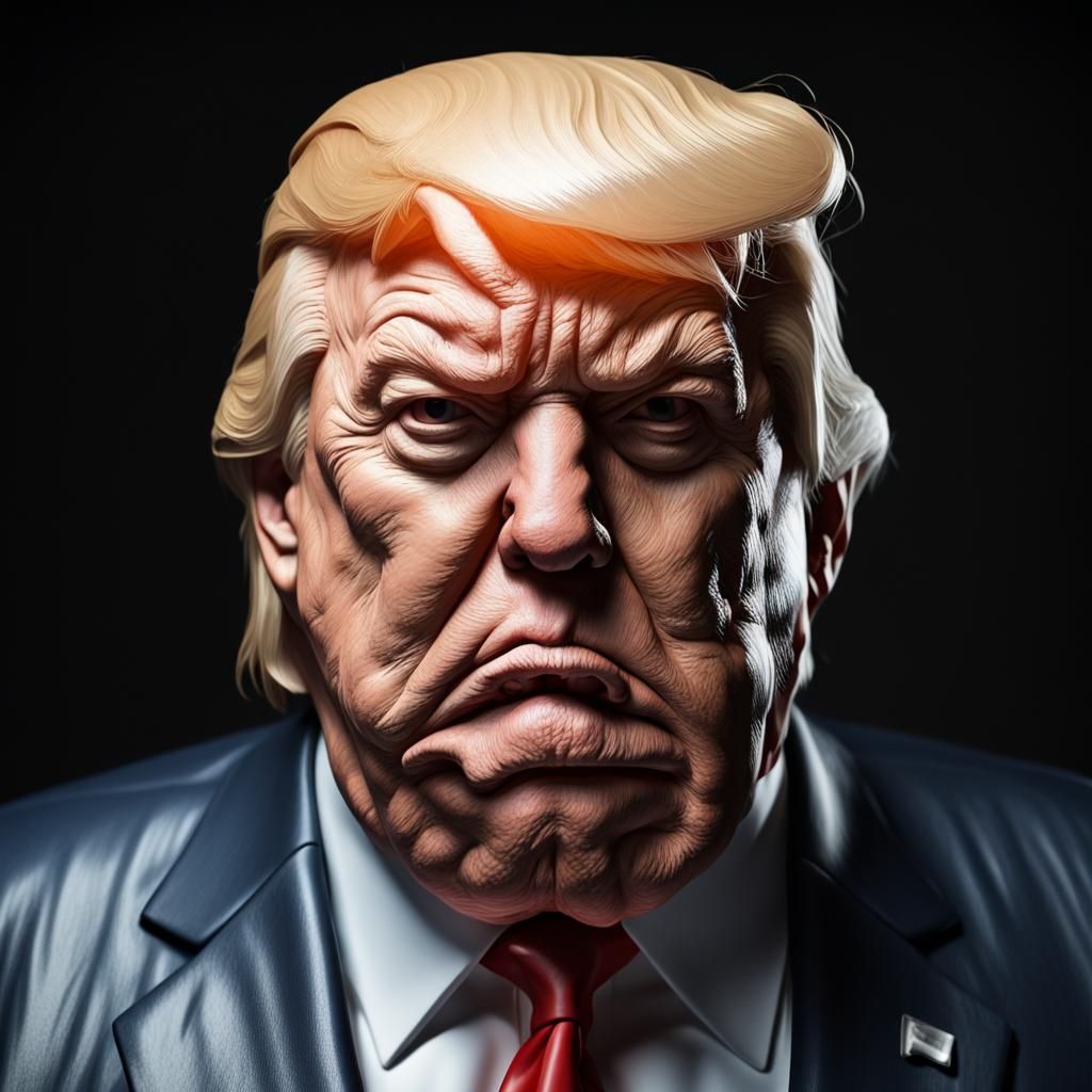 Hyperrealistic Portrait of an Aging Trump in a State of Disa...
