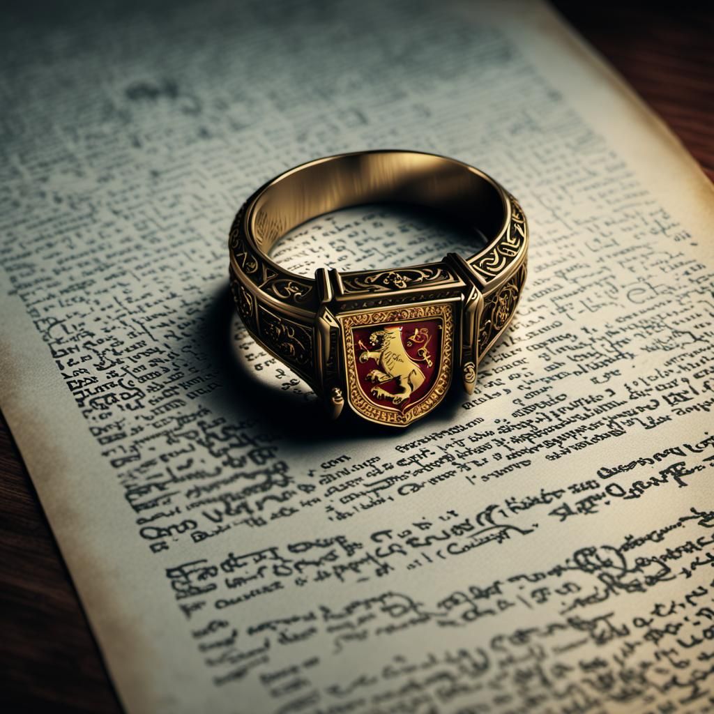 Gryffindor Queen's Majestic Ring on a Grand Table