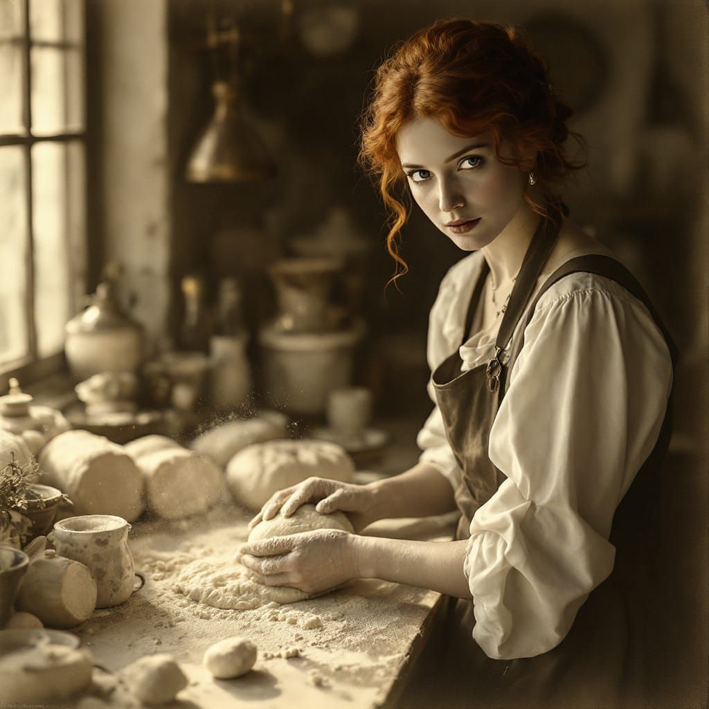 1500s Baker in Sepia Tones: Ethereal Soft Focus Portrait