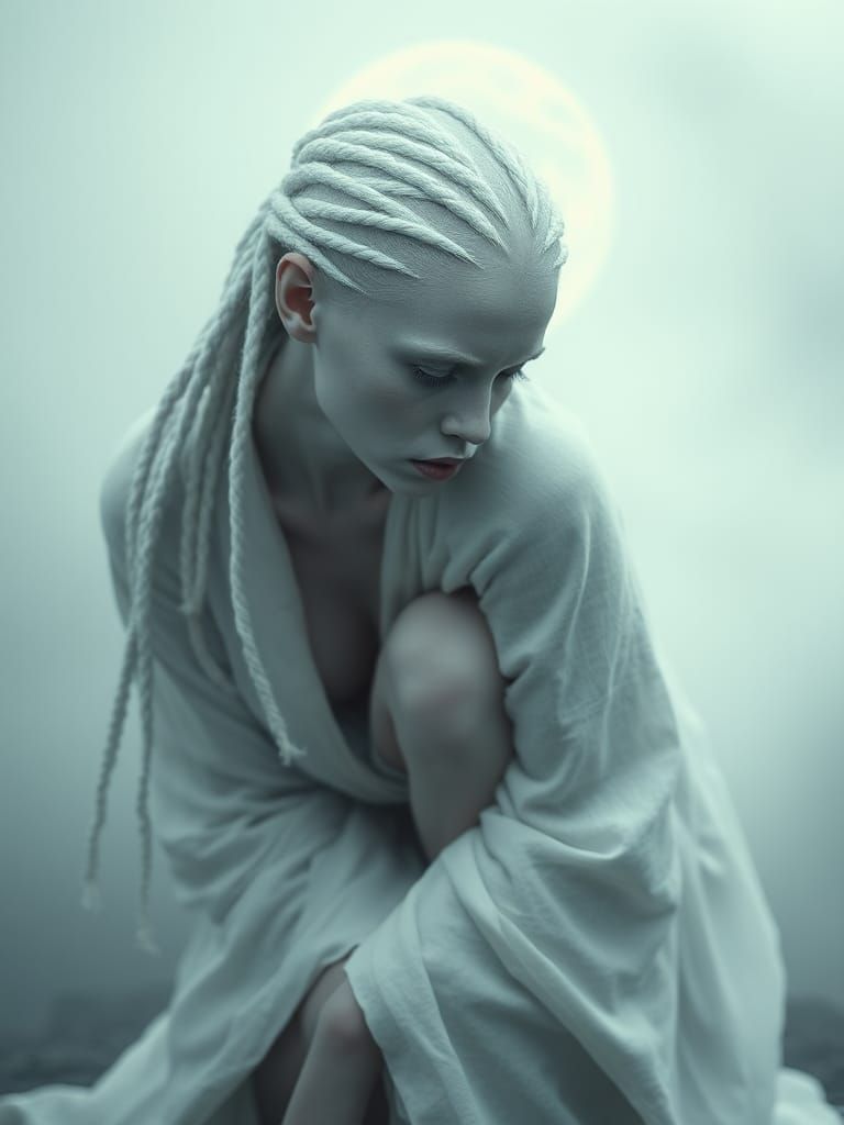 Goddess of Ethereal Beauty in Linen Robe