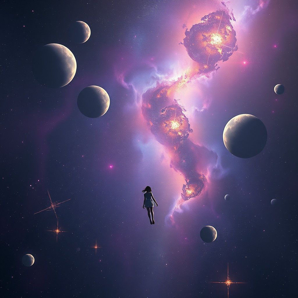 Dreamlike Galaxy Scene with Vibrant Planets and Stars