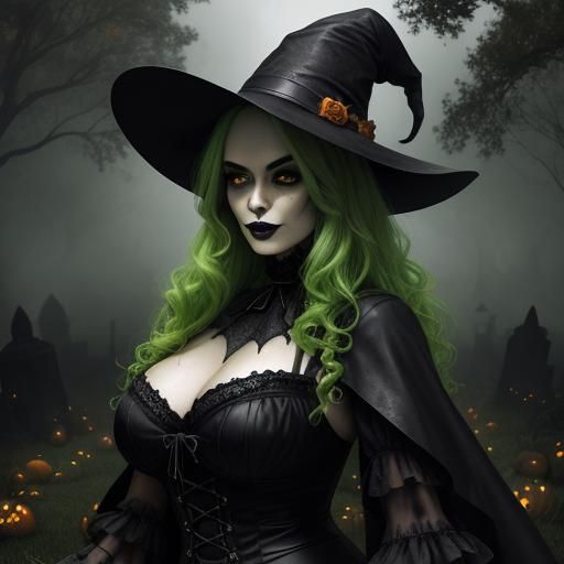 Mysterious Gothic Witch in Hyperrealistic Digital Art