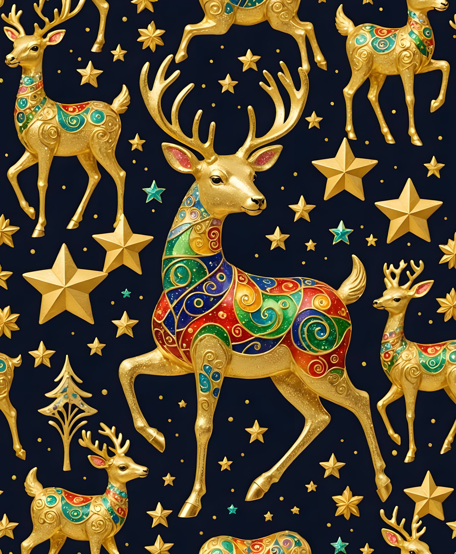 Dazzling Christmas Scene in Art Nouveau Style