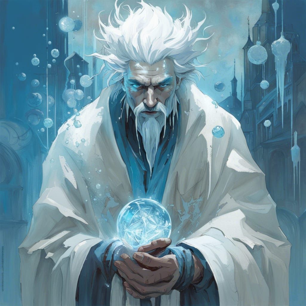 Magical Ice Conjurer in Stunning Blue and White