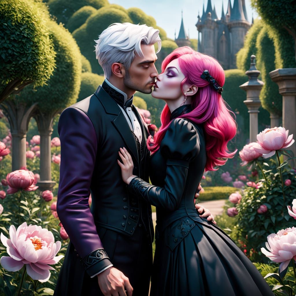 Kiss in a Peony Garden, Disney Pixar Style