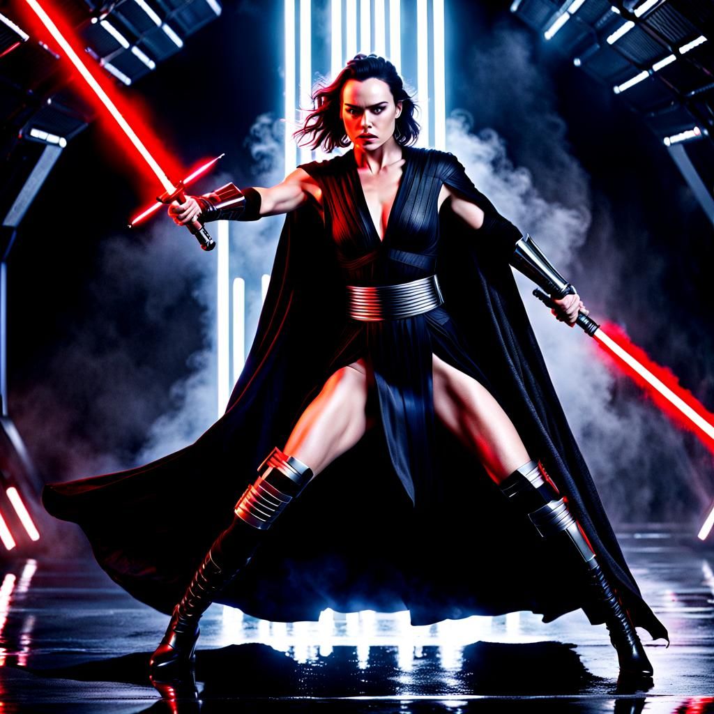 Daisy Ridley as a Powerful Sith Lord in Cyberpunk Armor