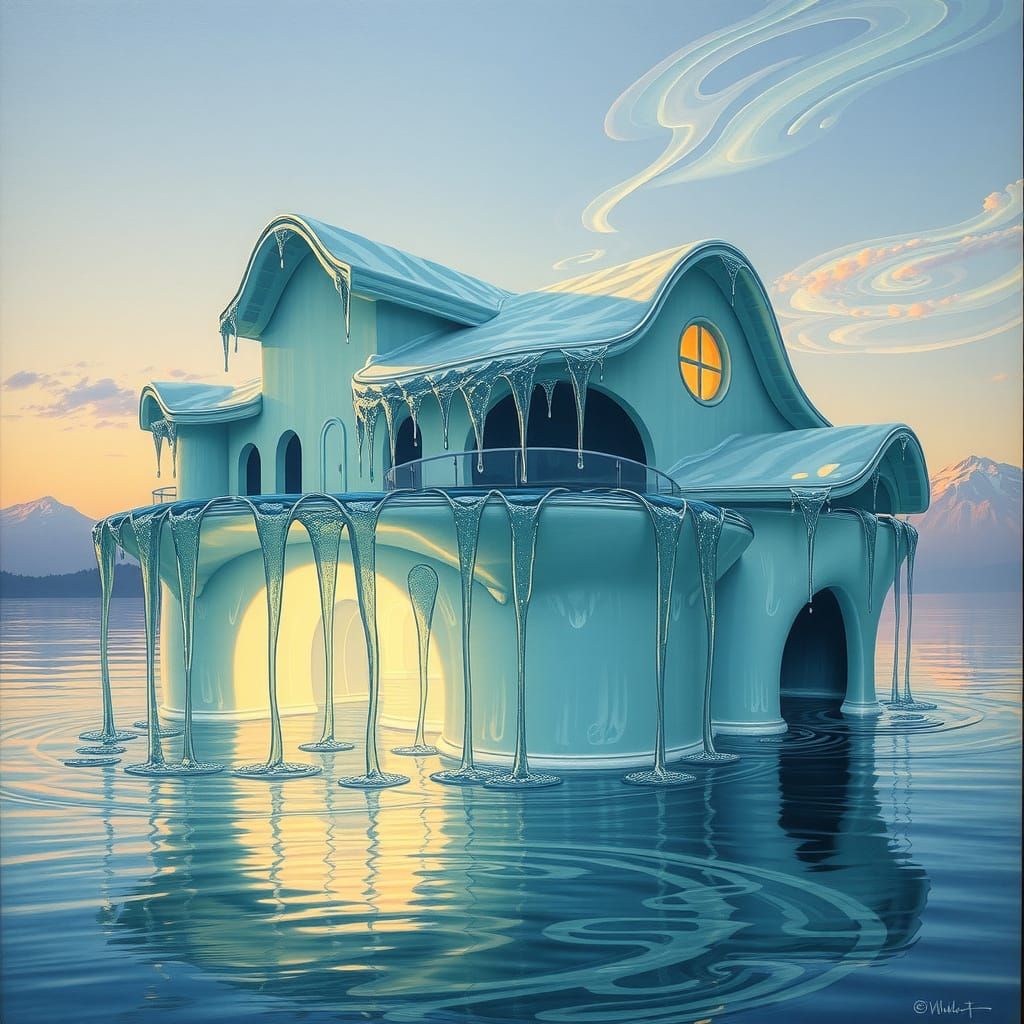 Surreal Liquid House in Iridescent Hues