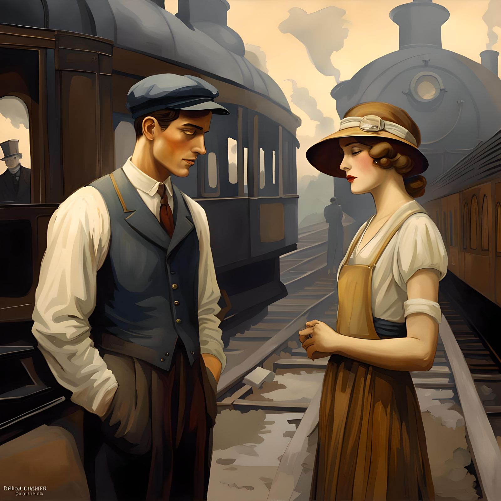Elegant Lady and Young Worker Share Bittersweet Moment in 19...