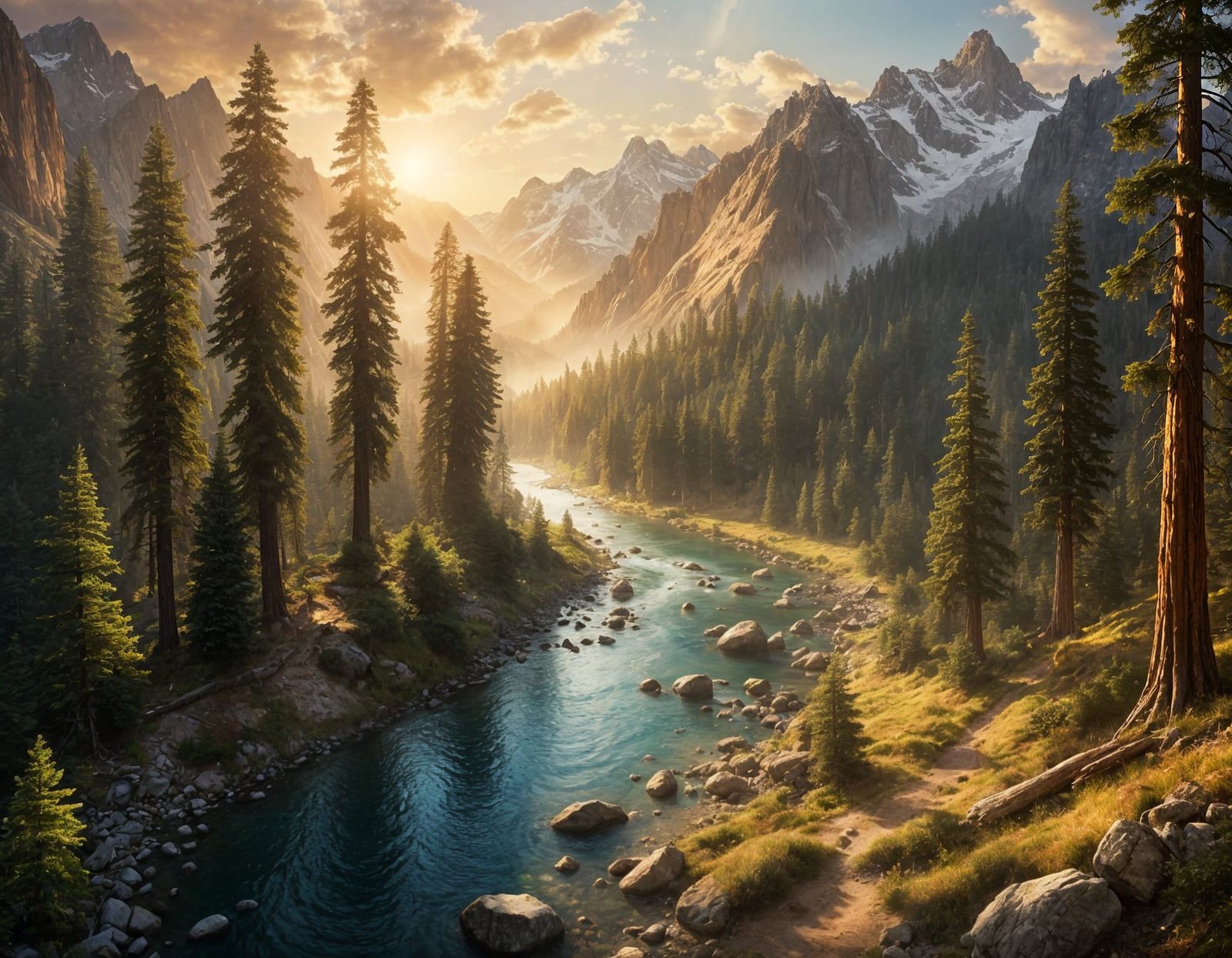 Sequoia River Landscape in Soft Light