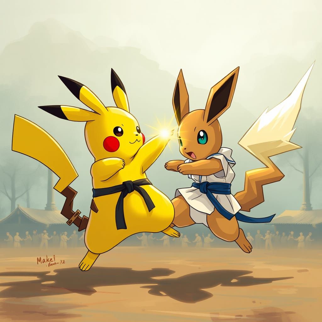 Pikachu and Eevee Karate Combat