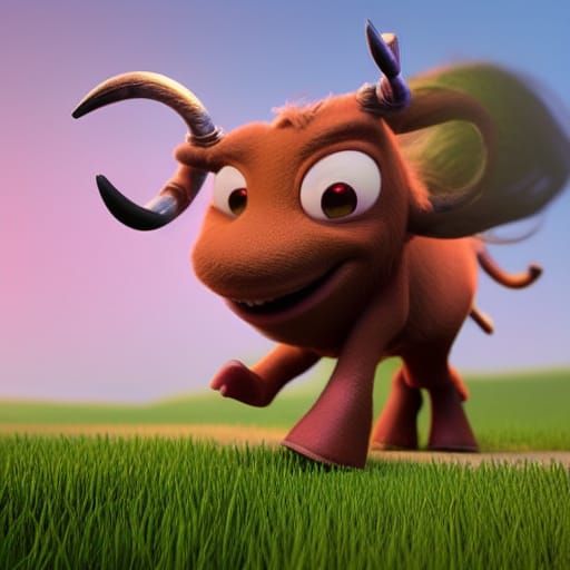 Cute Minotaur in Disney Pixar 3D Style