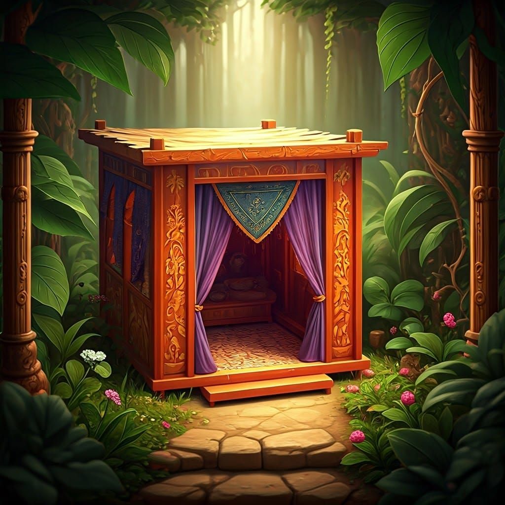 Surreal 3D Children's Book Miniature Sukkah Illustration
