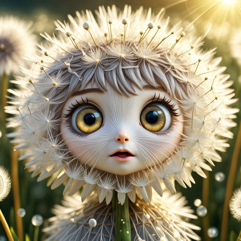 Charming Dandelion Sprite in Vibrant HDR Landscape