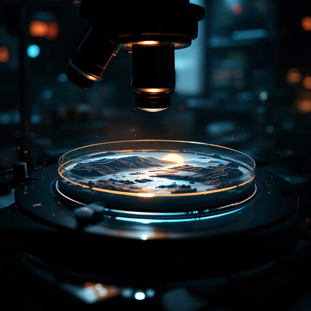 Realistic Laboratory Scene with Miniature Flat Earth